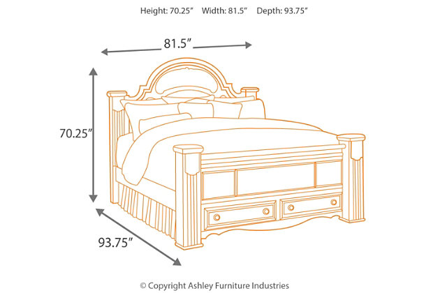 gabriela king poster bed with storage | ashley furniture