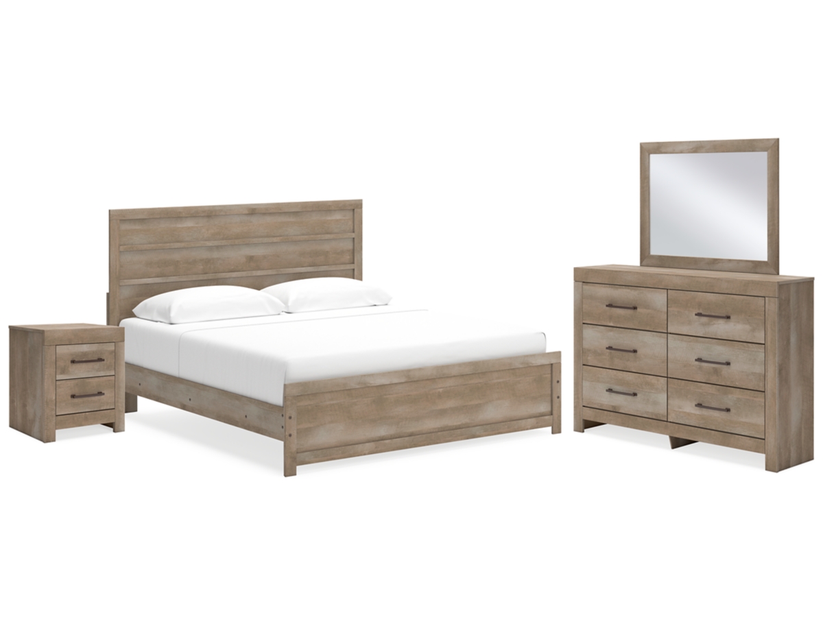 By3 luz 2枚セット Gachester King Panel Bed with Mirrored Dresser and