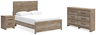 Gachester Queen Panel Bed with Dresser and Nightstand, Tan, large