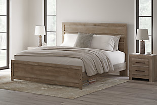 Gachester King Panel Bed, Tan, rollover