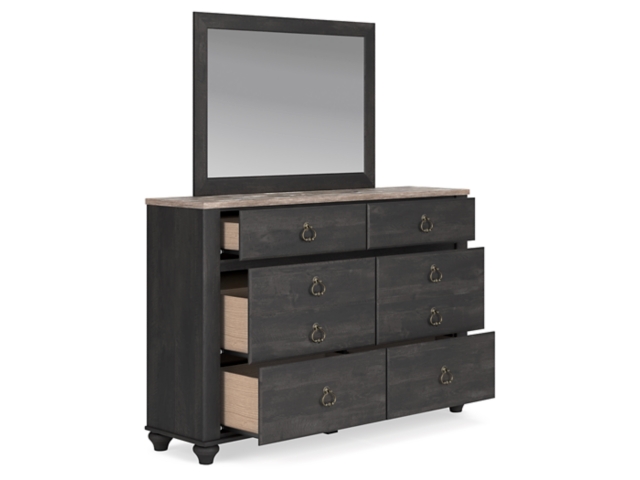 Nanforth 6 Drawer Dresser with Mirror | Ashley