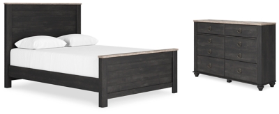 APG-B3670B2-4P Nanforth Queen Panel Bed with Dresser, Two-tone sku APG-B3670B2-4P