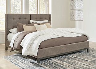 Wittland California King Upholstered Panel Bed, Brown, rollover