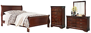 Alisdair King Sleigh Bed with Mirrored Dresser, , large