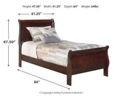 Alisdair Twin Sleigh Bed with Mirrored Dresser, Reddish Brown, large