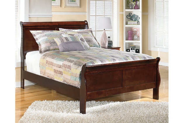The Alisdair full sleigh bed is the epitome of traditional decor. Louis Philippe-style moulding dates back to the mid-19th century when furnishings were lavish yet somewhat simple. Deep finish brings warmth and elegance into the space. Mattress and foundation/box spring sold separately.Includes headboard/footboard and rails | Made of veneers, wood and engineered wood | Assembly required | Estimated Assembly Time: 5 Minutes