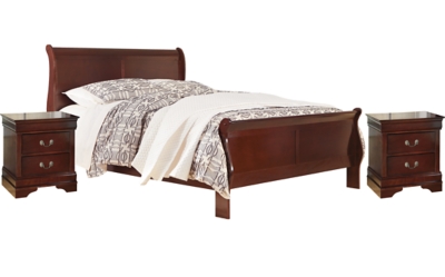Alisdair Queen Sleigh Bed with 2 Nightstands, Dark Brown, large