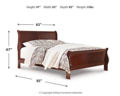 Alisdair Queen Sleigh Bed, Reddish Brown, large