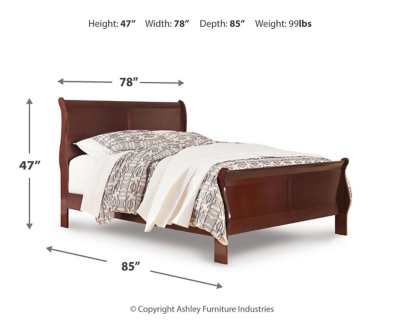 Alisdair King Sleigh Bed with Mirrored Dresser, Reddish Brown, large
