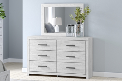 Cayboni 6 Drawer Dresser and Mirror, Whitewash