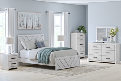 APG-B3788B4-8P Cayboni Queen Panel Bed with Mirrored Dresser, Che sku APG-B3788B4-8P