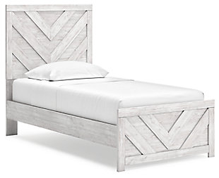 Cayboni Twin Panel Bed, Whitewash, large
