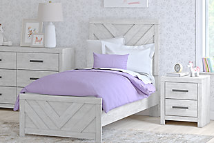 Cayboni Twin Panel Bed, Whitewash, rollover