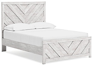 Cayboni Full Panel Bed, Whitewash, large