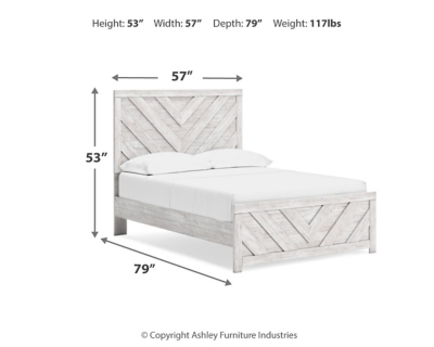 Cayboni Full Panel Bed, Whitewash, large