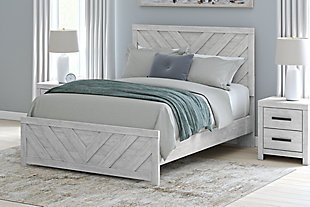 Cayboni Queen Panel Bed, Whitewash, rollover