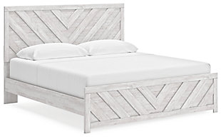 Cayboni King Panel Bed, Whitewash, large