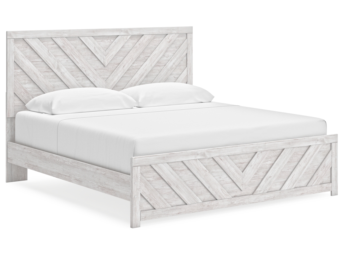Cayboni King Panel Bed - Whitewash