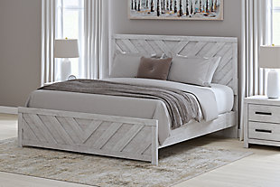 Cayboni King Panel Bed, Whitewash, rollover