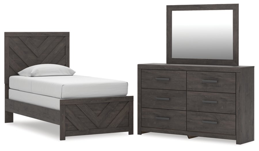 Cama Prendonea de dos paneles, cómoda y espejo - image 1
