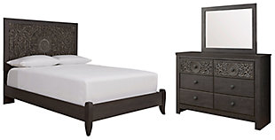 Paxberry Queen Panel Bed with Mirrored Dresser, , large