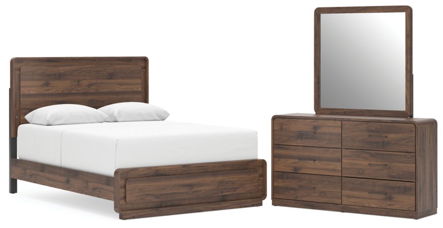 Cama de panel Queen, cómoda y espejo Hollinaze - image 1