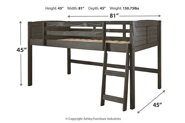 Caitbrook Twin Loft Bed Frame Ashley, Twin Loft Bed Dimensions