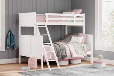 Nextonfort Twin over Full Bunk Bed, White, rollover