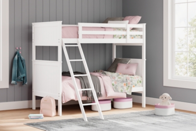 Nextonfort Twin over Twin Bunk Bed, White, rollover