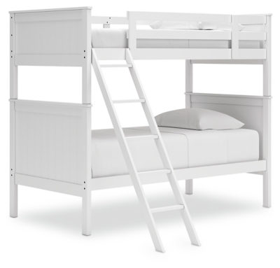 Nextonfort Twin over Twin Bunk Bed, White, large