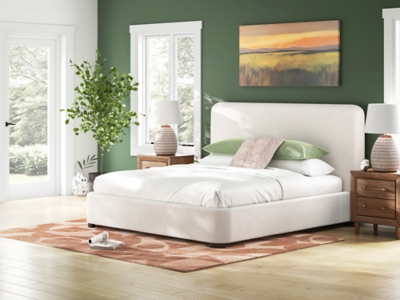 Whittgate King Upholstered Bed, Beige, rollover