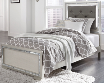 Lonnix Twin Panel Bed, Silver Finish, large