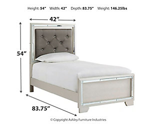 Lonnix Twin Panel Bed, Silver Finish, large