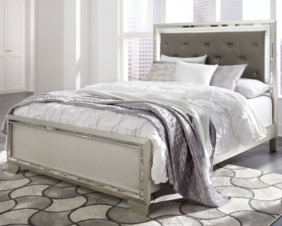 Lonnix Queen Panel Bed, Silver Finish, large