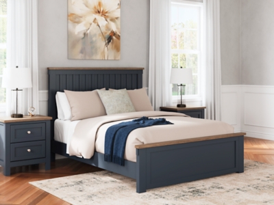 Landocken Queen Panel Bed, Brown/Blue, rollover