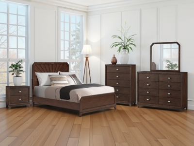 Tandisport Queen Panel Bed, Dark Brown, rollover
