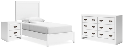 Binterglen Twin Panel Bed with Dresser and Nightstand, White, large