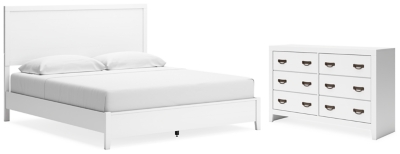 Binterglen California King Panel Bed with Dresser, White