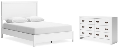 Binterglen Queen Panel Bed with Dresser, White