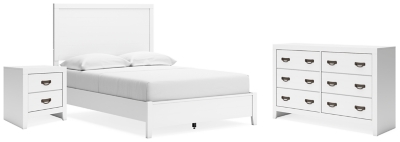 Binterglen Full Panel Bed with Dresser and Nightstand, White