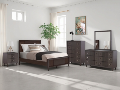Urbantrack Queen Panel Bed, Dark Brown, rollover