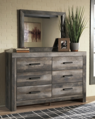 APK-B440-DM Wynnlow 6 Drawer Dresser and Mirror, Gray sku APK-B440-DM