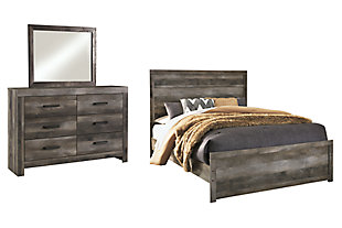 Wynnlow Queen Panel Bed with Mirrored Dresser, Gray, large