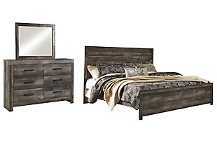 Wynnlow King Panel Bed with Mirrored Dresser, Gray, large