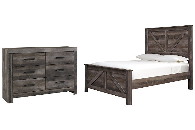 Wynnlow Queen Crossbuck Panel Bed With, Queen Bed Frame Dresser