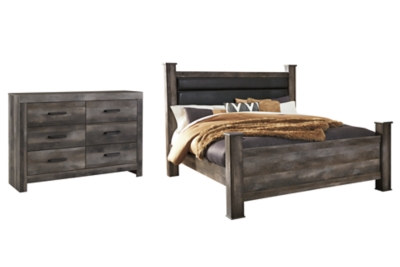 Wynnlow King Poster Bed with Dresser, Gray