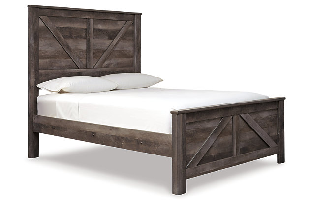 The Wynnlow bed and dresser are sure to win your heart with their daring designer take on modern rustic. The crisp, clean and minimalist-chic profile is enriched with a striking replicated oak grain with thick plank styling and a weathered gray finish for that much more authentic character.Includes panel bed (headboard, footboard and rails) and 6-drawer dresser | Made of engineered wood (MDF/particleboard) and decorative laminate | Rustic gray finish over replicated oak grain | Hooded pull hardware in dark finish | Dresser with smooth-gliding drawers | Foundation/box spring required, sold separately; mattress available, sold separately | Safety is a top priority, clothing storage units are designed to meet the most current standard for stability, ASTM F 2057 (ASTM International) | Drawers extend out to accommodate maximum access to drawer interior while maintaining safety | Assembly required | Estimated Assembly Time: 10 Minutes