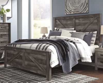Wynnlow King Crossbuck Panel Bed, Gray, large