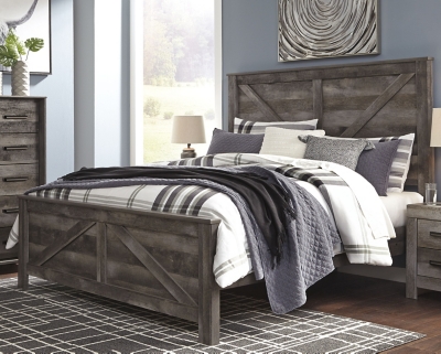 APK-B440-KPP Wynnlow King Crossbuck Panel Bed, Gray sku APK-B440-KPP