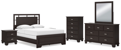 APG-B441B6-8P Covetown Queen Panel Bed with Mirrored Dresser, Ch sku APG-B441B6-8P